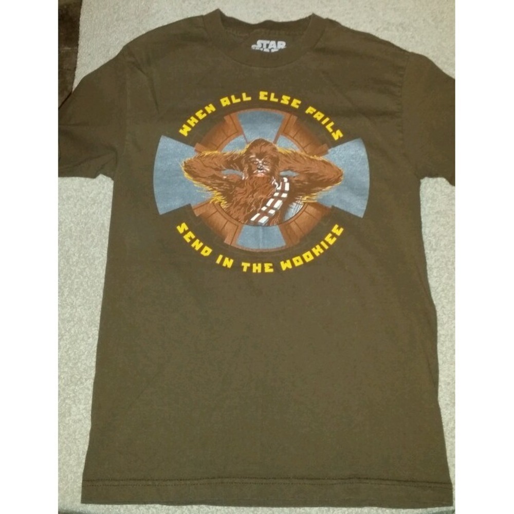 Men's Sz small Star Wars Brown t shirt Chewbacca- send in the Wookiee